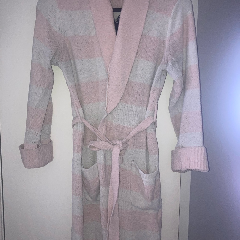 Betsey Johnson Pink and White Striped Robe